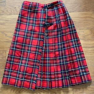 Meigle Tartan Kilt Skirt Womens UK‎ 12 EU 38 Red Plaid Pure New Wool Scotland
